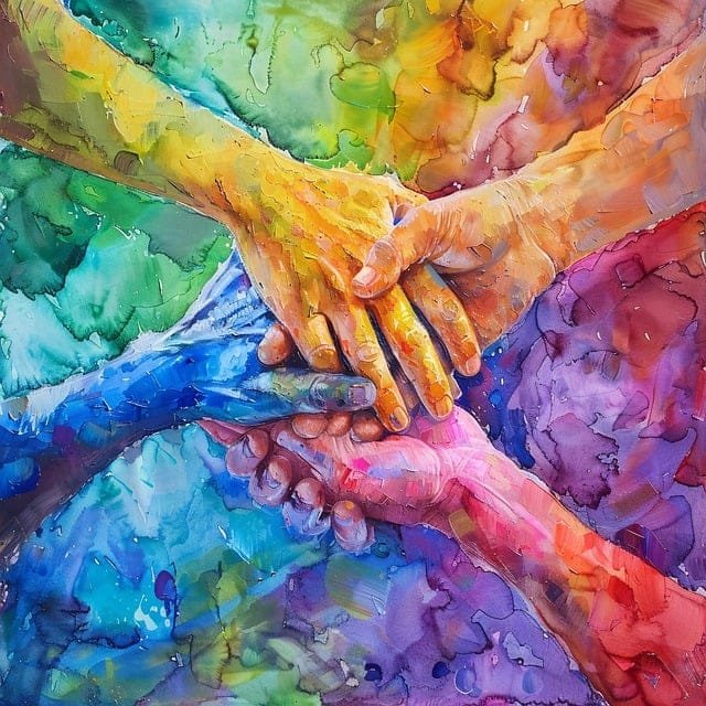 hands joined together symbolizing cooperation