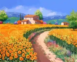 painting- house in the fields