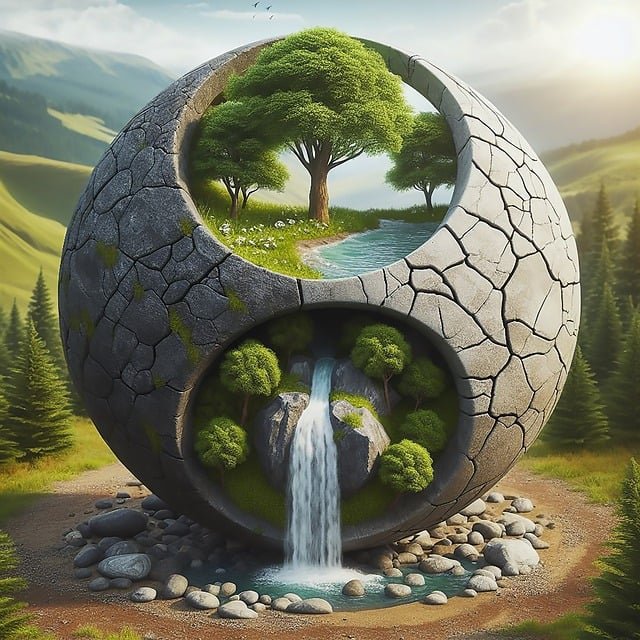 sphere with internal river flowing