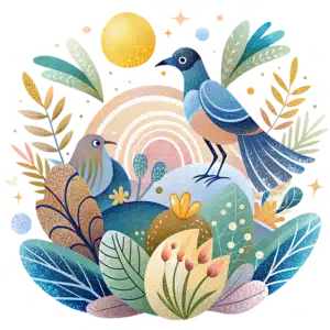 blue birds and leaves creation